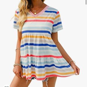 Size Medium Tent-Style Striped T Shirt